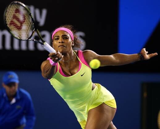 (150131) -- MELBOURNE, Jan. 31, 2015 -- Serena Williams of the United States returns the ball in the women s singles final match at the Australian Open tennis championship in Melbourne, Australia, Jan. 31, 2015. (SP)AUSTRALIA-MELBOURNE-TENNIS-AUSTRALIAN OPEN-WOMEN S SINGLES FINAL XuxYanyan 