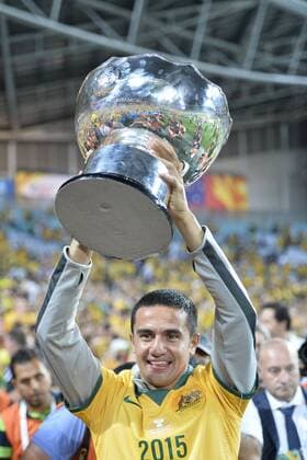 31.01.2015. Sydney, Australia. AFC Asian Cup Final. Australia. Tim Cahill with the winners trophy. xNigelxOwenx  ActionPlus11593664
