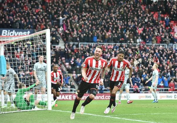31.01.2015. Sunderland, England. Barclays Premier League. AFC Sunderland versus FC Burnley. Connor Wickham of AFC Sunderland celebrates scoring his goal xPeterxHaygarthx  ActionPlus11593695