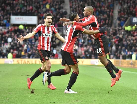 31.01.2015. Sunderland, England. Barclays Premier League. AFC Sunderland versus FC Burnley. Jermain Defoe celebrates scoring his first goal for Sunderland xPeterxHaygarthx  ActionPlus11593714