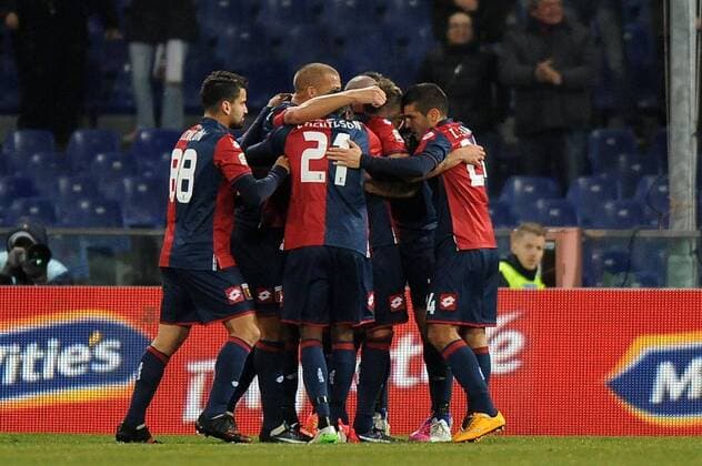 Serie A, CFC Genua 1893 FC - AC Florenz (ACF Fiorentina) esultanza dei calciatori del Genoa xHOCHxZWEIx xItalyxPhotoxPressx 