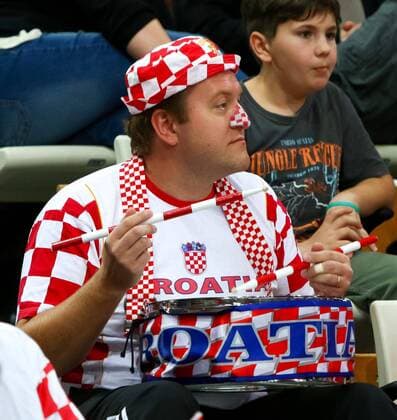 31.01.2015, Lusail Multipurpose Hall, Lusail, QAT, IHF, Handball Weltmeisterschaft der Herren, Spiel um Platz 5, Dâİnemark vs Kroatien, im Bild ein Fan der Kroaten during the IHF Handball World Championship WM Weltmeisterschaft match for the fifth place between Denmark and Croatia at the Lusail Multipurpose Hall, Lusail, Qatar on 2015 01 31. EP_puc