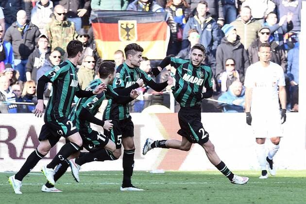 Aktuell Fußball, Italien, Serie A, Sassuolo Calcio - Inter Mailand Serie A US Sassuolo Calcio - Inter Mailand Torjubel Domenico Berardi 