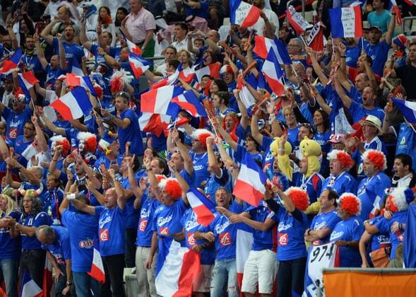 Handball Doha 01.02.2015 Weltmeisterschaften WM der Herren Männer Final Katar (QAT) - Frankreich (FRA) Fans Frankreich Jubel
