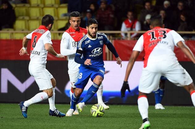 NABIL FEKIR (lyo) - Nabil DIRAR (mon) FOOTBALL : Monaco vs Lyon - Ligue 1 - 01 02 2015 FEP Panoramic 