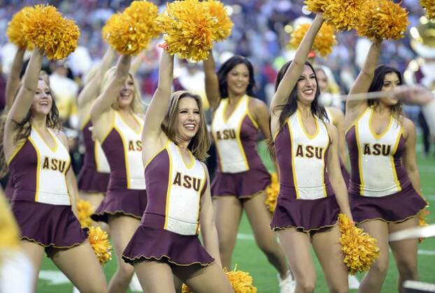 The University of Arizona Sun Devil Band performs during pregame activities of Super Bowl XLIX at University of Phoenix Stadium in Glendale, Arizona, February 1, 2015.  SBP20150201612 DAVIDxTULIS