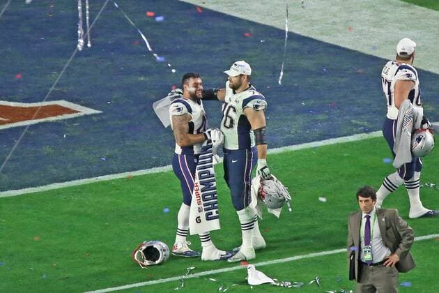 Sebastian Vollmer (Patriots) gewinnt zum ersten Mal den Super Bowl - Super Bowl XLIX, Seattle Seahawks vs. New England Patriots, University of Phoenix Stadium, Phoenix