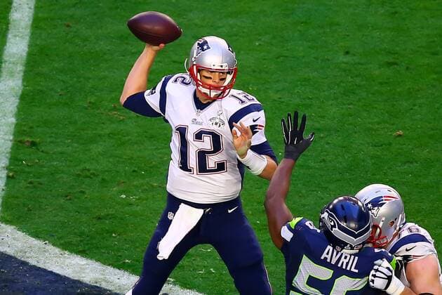 01 FEB 2015: New England Patriots Quarterback Tom Brady (12) during the second quarter of Super Bowl XLIX. The New England Patriots defeat the Seattle Seahawks 28-24 in Super Bowl XLIX at University of Phoenix Stadium in Glendale Arizona.New England Patriots Quarterback Tom Brady (12) was also named the game MVP. NFL American Football Herren USA FEB 01 Super Bowl XLIX - Patriots v Seahawks Icon020115077 EDITORIAL USE ONLY