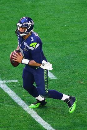 01 FEB 2015: Seattle Seahawks Quarterback Russell Wilson (3) during the second quarter of Super Bowl XLIX. The New England Patriots defeat the Seattle Seahawks 28-24 in Super Bowl XLIX at University of Phoenix Stadium in Glendale Arizona.New England Patriots Quarterback Tom Brady (12) was also named the game MVP. NFL American Football Herren USA FEB 01 Super Bowl XLIX - Patriots v Seahawks Icon020115088 EDITORIAL USE ONLY