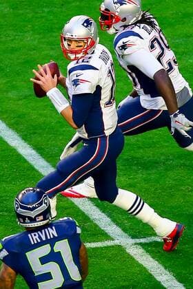 01 FEB 2015: New England Patriots Quarterback Tom Brady (12) during the first quarter of Super bowl XLIX. The New England Patriots defeat the Seattle Seahawks 28-24 in Super Bowl XLIX at University of Phoenix Stadium in Glendale Arizona.New England Patriots Quarterback Tom Brady (12) was also named the game MVP. NFL American Football Herren USA FEB 01 Super Bowl XLIX - Patriots v Seahawks Icon020115057 EDITORIAL USE ONLY