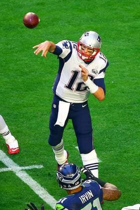 01 FEB 2015: New England Patriots Quarterback Tom Brady (12) during the first quarter of Super bowl XLIX. The New England Patriots defeat the Seattle Seahawks 28-24 in Super Bowl XLIX at University of Phoenix Stadium in Glendale Arizona.New England Patriots Quarterback Tom Brady (12) was also named the game MVP. NFL American Football Herren USA FEB 01 Super Bowl XLIX - Patriots v Seahawks Icon020115059 EDITORIAL USE ONLY