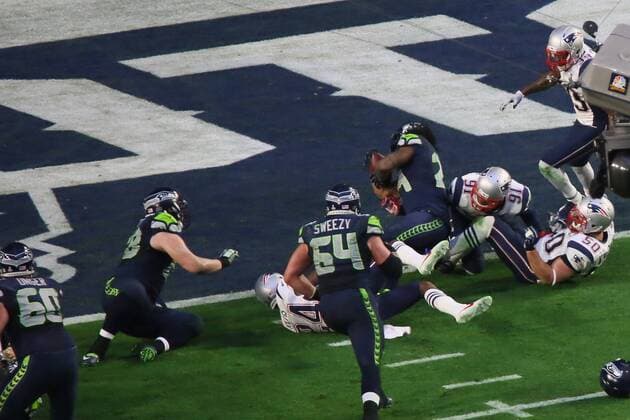 TD Marshawn Lynch (Seahawks) zum 7:7 - Super Bowl XLIX, Seattle Seahawks vs. New England Patriots, University of Phoenix Stadium, Phoenix