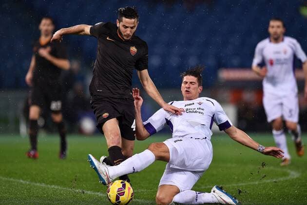 Aktuell Fußball, Italien, Coppa Italia, AS Rom - AC Florenz Kostantinos Manolas Roma, Mario Gomez Fiorentina Rom Coppa Italia AS Rom - ACF Fiorentina AC Florenz andreaxstaccioli