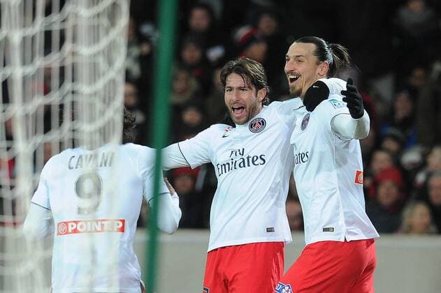 joie de Maxwell apres son but - Zlatan Ibrahimovic (PSG) FOOTBALL : Lille vs PSG - Coupe de la Ligue - 03 02 2015 N.LeGouic FEP Panoramic 