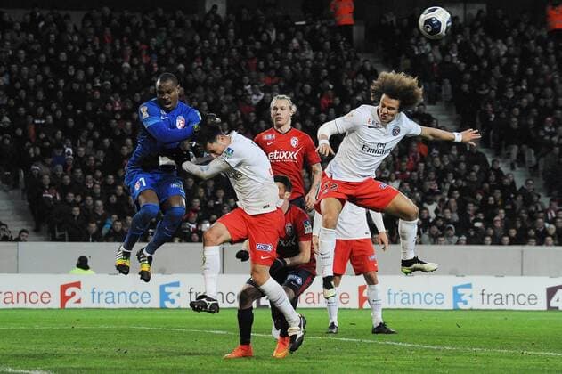 David Luiz - Thiago Motta (PSG) Vincent Enyeama (Lille) Sebastien Corchia (Lille) Simon Kjaer (Lille) FOOTBALL : Lille vs PSG - Coupe de la Ligue - 03 02 2015 N.LeGouic FEP Panoramic 