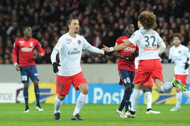 Zlatan Ibrahimovic - David Luiz (PSG) FOOTBALL : Lille vs PSG - Coupe de la Ligue - 03 02 2015 N.LeGouic FEP Panoramic 