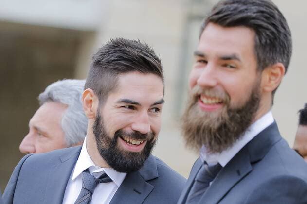 Nikola KARABATIC (FRA handball), Luka KARABATIC (FRA handball) Handball - Empfang der französischen Weltmeister im Elysee Palast in Paris - Paris - 03 02 2015 StephaneAllaman Panoramic 
