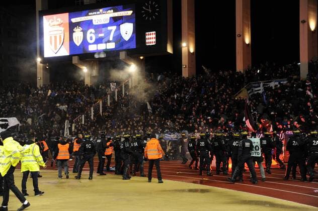 Ausschreitung : AS Monaco vs SC Bastia - Coupe de la Ligue - 04 02 2015 FEP 