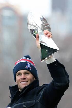 February 4, 2015: Tom Brady. The New England Patriots paraded through the streets of Boston to celebrate their Super Bowl victory. NFL American Football Herren USA FEB 04 Patriots Super Bowl Victory Parade Icon482150204067 EDITORIAL USE ONLY