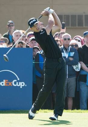 Feb. 5, 2015 - Torery Pines, California, USA - Billy Horschel plays his tee shot on the 10th hole of the North course during his first round of the Farmers Insurance Open at Torrey Pines Golf Course on February 5, 2015 in San Diego, California. Farmers Insurance Open 2015 - ZUMAg139