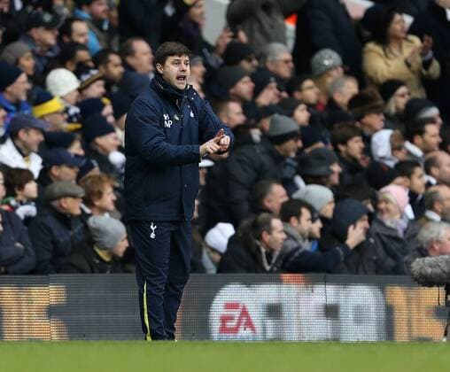 Tottenham s Mauricio Pochettino in action Barclays Premier League- Tottenham Hotspurs vs Arsenal - White Hart Lane - England - 7th February 2015 - Picture David Klein Sportimage EDITORIAL USE ONLY. No use with unauthorised audio, video, data, fixture lists, club league logos or live services. Online in-match use limited to 120 images, no video emulation. No use in betting, games or single club league player publications.
