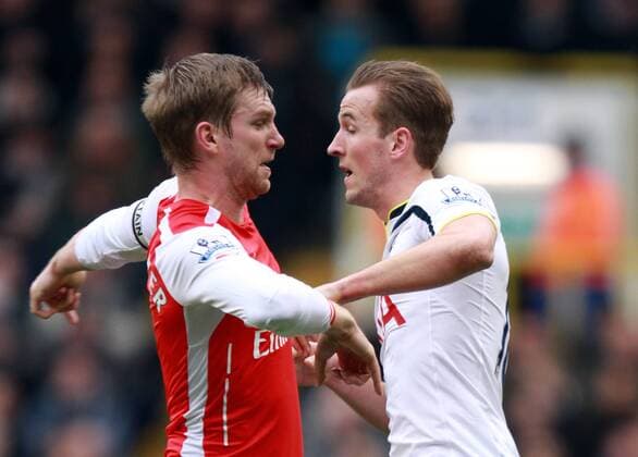 Tottenham Hotspur vs FC Arsenal . . London, UK . . 07.02.15 Per Mertesacker (A) Harry Kane (TH) 