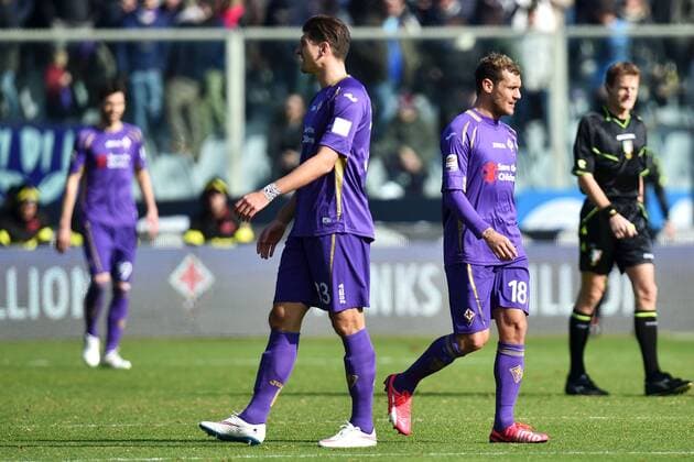 AC Florenz ACF Fiorentina vs Atalanta Bergamo Mario Gomez, Alessandro Diamanti Fiorentina Dejection Firenze 08-02-2015 Stadio Artemio Franchi, Football Calcio Serie A AC Florenz ACF Fiorentina vs Atalanta Bergamo andreaxstaccioli