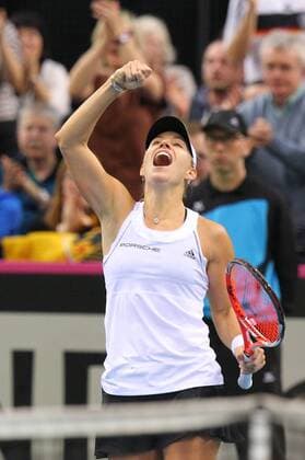 Angelique Kerber ( Deutschland ) jubelt nach dem Sieg Fed Cup, Deutschland vs. Australien, Tennis, 3 Spiel, 08.02.2015 EP_HLR