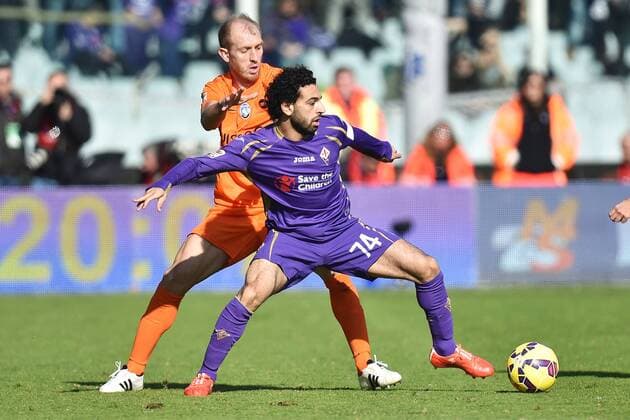 Aktuell Fußball, Italien, Serie A, AC Florenz - Atalanta Bergamo Mohamed Salah Fiorentina, Andrea Masiello Atalanta Firenze 08-02-2015 Stadio Artemio Franchi, Football Calcio Serie A AC Florenz ACF Fiorentina vs Atalanta Bergamo andreaxstaccioli