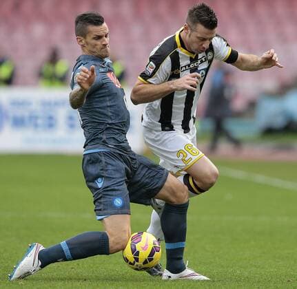 Aktuell Fußball, Italien, Serie A, SSC Neapel - Udinese Calcio Christian Maggio Napoli, Giovanni Pasquale Udinese , Napoli 08-02-2015 Stadio San Paolo Football Calcio Serie A SSC Neapel vs Udinese Calcio cesarexpurini