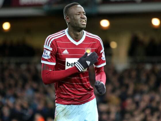 Aktuell FuÃŸball, England, Premier League, West Ham United - Manchester United 08.02.2015. London, England. Barclays Premier League. West Ham versus Manchester United ManU Cheikhou Kouyate celebrates his goal xJasonxHearnx  ActionPlus11595990