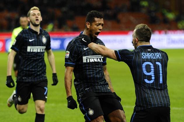 Aktuell Fußball, Italien, Serie A, Inter Mailand - US Palermo Fredy Guarin Inter 1-0. Celebration goal Milano 08-02-2015 Stadio Giuseppe Meazza - Football Calcio Serie A Inter Mailand vs US Palermo giuseppexceleste