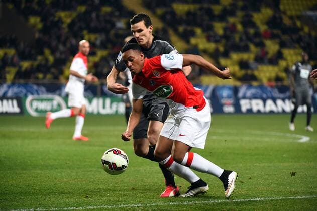 ROMAIN DANZE (ren) - ANTHONY MARTIAL (mon) FOOTBALL : Monaco vs Rennes - Coupe de France - 11 02 2015 FEP Panoramic 