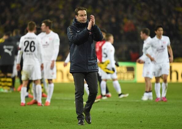 13.02.2015, xjhx, Fussball 1.Bundesliga, Borussia Dortmund - FSV Mainz 05, v.l. Trainer Kasper Hjulmand (FSV Mainz 05)