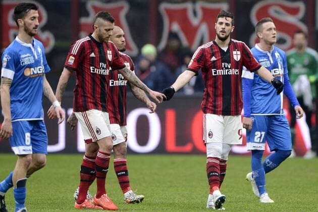 Mattia Destro, Jeremy Menez Milan Milano 15-02-2015 Stadio Giuseppe Meazza - Football Calcio Serie A AC Mailand vs FC Empoli giuseppexceleste
