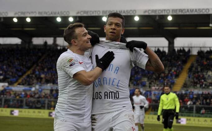 IPP20150215 Football - soccer: Serie A, Atalanta Bergamo - Inter Mailand, fredy guarin, Xherdan shaqiri 2-1 xHOCHxZWEIx xItalyxPhotoxPressx 