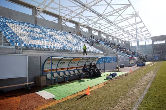 Chemnitz, 14.02.2015, Stadion an der Gellertstraße, Fussball, 3. Liga, 25. Spieltag. , Chemnitzer FC , Die neue Osttribüne im Chemnitzer Stadion Übersicht.