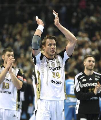Foto : Siegesjubel beim THW , Filip Jicha Sonntag, 15.02.2015 Handball Champions - League THW Kiel - Metalurg Skopje