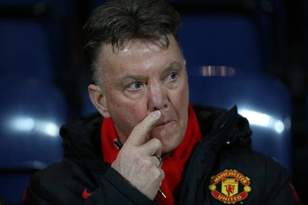 Manchester United ManU s Louis Van Gaal looks on FA Cup - Preston North End vs Manchester United - Deepdale - England - 16th February 2015 - Picture David Klein Sportimage EDITORIAL USE ONLY. No use with unauthorised audio, video, data, fixture lists, club league logos or live services. Online in-match use limited to 120 images, no video emulation. No use in betting, games or single club league player publications.