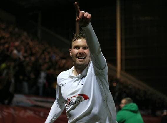 Scott Laird of Preston North End celebrates his goal - FA Cup Fifth Round - Preston North End vs Manchester Utd - Deepdale Stadium - Preston - England - 16th February 2015 - Picture Simon Bellis Sportimage EDITORIAL USE ONLY. No use with unauthorised audio, video, data, fixture lists, club league logos or live services. Online in-match use limited to 120 images, no video emulation. No use in betting, games or single club league player publications.