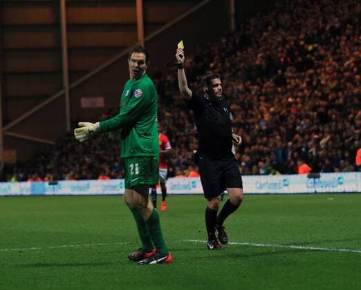 Preston s Thorsten Stuckmann looks on in shock after getting booked for bringing down Wayne Rooney for a penalty FA Cup - Preston North End vs Manchester United ManU - Deepdale - England - 16th February 2015 - Picture David Klein Sportimage EDITORIAL USE ONLY. No use with unauthorised audio, video, data, fixture lists, club league logos or live services. Online in-match use limited to 120 images, no video emulation. No use in betting, games or single club league player publications.