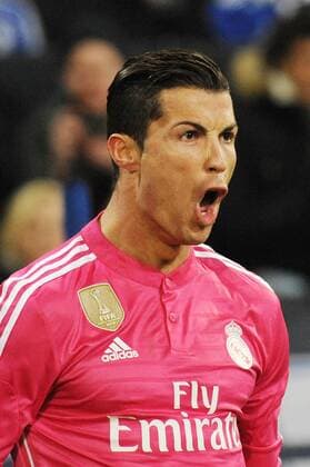 Cristiano Ronaldo ( Real Madrid ) jubelt ueber seinen Treffer zum 1 : 0. 18.02.2015 --- Fussball --- Championsleague --- Schalke 04 vs Real Madrid , EP_TTL