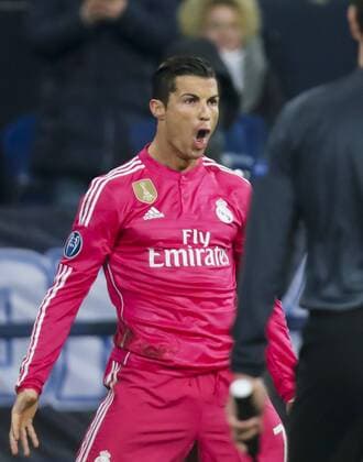 Cristiano RONALDO, Real Madrid 7 Jubel Torjubel, nach dem Tor zum 0-1 FC SCHALKE 04 - REAL MADRID 0-2 , Fussball UEFA Champions League, Achtelfinale, Gelsenkirchen, 18.02.2015 CL Saison 2014 2015,