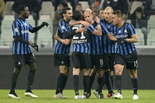 Giulio Migliaccio Atalanta goal celebration, Torino 20-02-2015, Juventus Stadium, Football Calcio 2014 2015 Serie A, Juventus Turin vs Atalanta Bergamo filippoxalfero