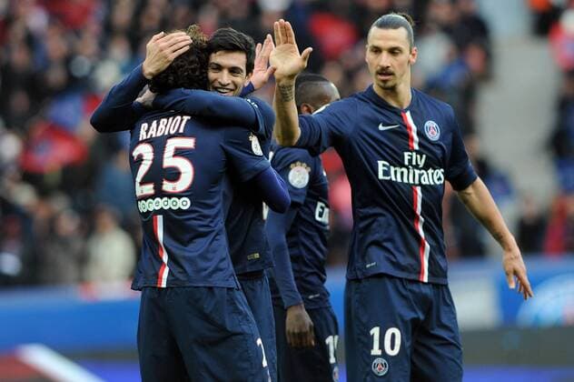 JAVIER PASTORE (psg) - ZLATAN IBRAHIMOVIC (psg) - FOOTBALL, France - Ligue 1 - Paris Saint Germain (PSG) vs. FC Toulouse - 21 02 2015 FEP Panoramic 