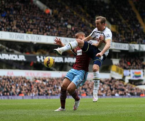 Tottenham s Harry Kane sees his shot hit the post Barclays Premier League - Tottenham Hotspur vs West Ham - - England - 22nd February 2015 - Picture DavidxKlein Sportimage EDITORIAL USE ONLY. No use with unauthorised audio, video, data, fixture lists, club league logos or live services. Online in-match use limited to 120 images, no video emulation. No use in betting, games or single club league player publications.