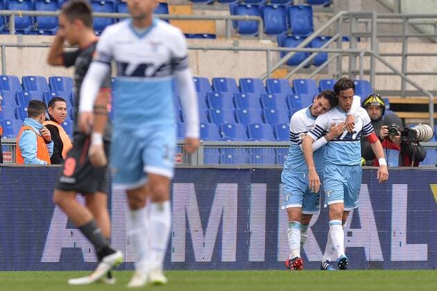 Stefano Mauri Lazio. Goal celebrations. Football Calcio 2014 2015 Serie A. Lazio Rom - Palermo US - Foto AntoniettaxBaldassarre Insidefoto AntoniettaxBaldassarre