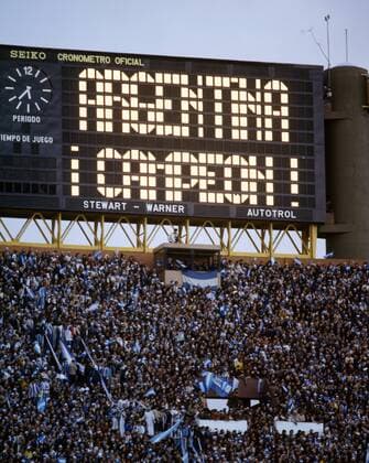 Argentinia Campeon - Die Anzeigetafel im Estadio Monumental von Buenos Aires zeigt: Argentinien ist Weltmeister
