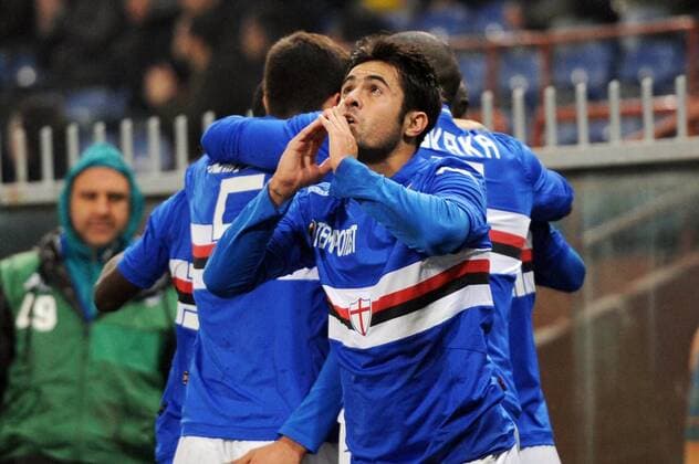 Serie A Sampdoria Genua - CFC Genua 1893 FC 2014 2015 Jubel Eder Citadin Martins 1:1 xHOCHxZWEIx xItalyxPhotoxPressx 
