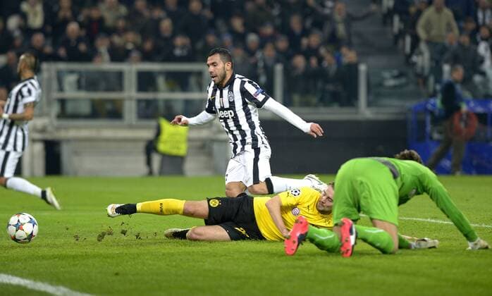 Carlos Tevez Juventus gol 1-0, goal celebration, Juventus Turin - BVB Borussia Dortmund filippoxalfero
